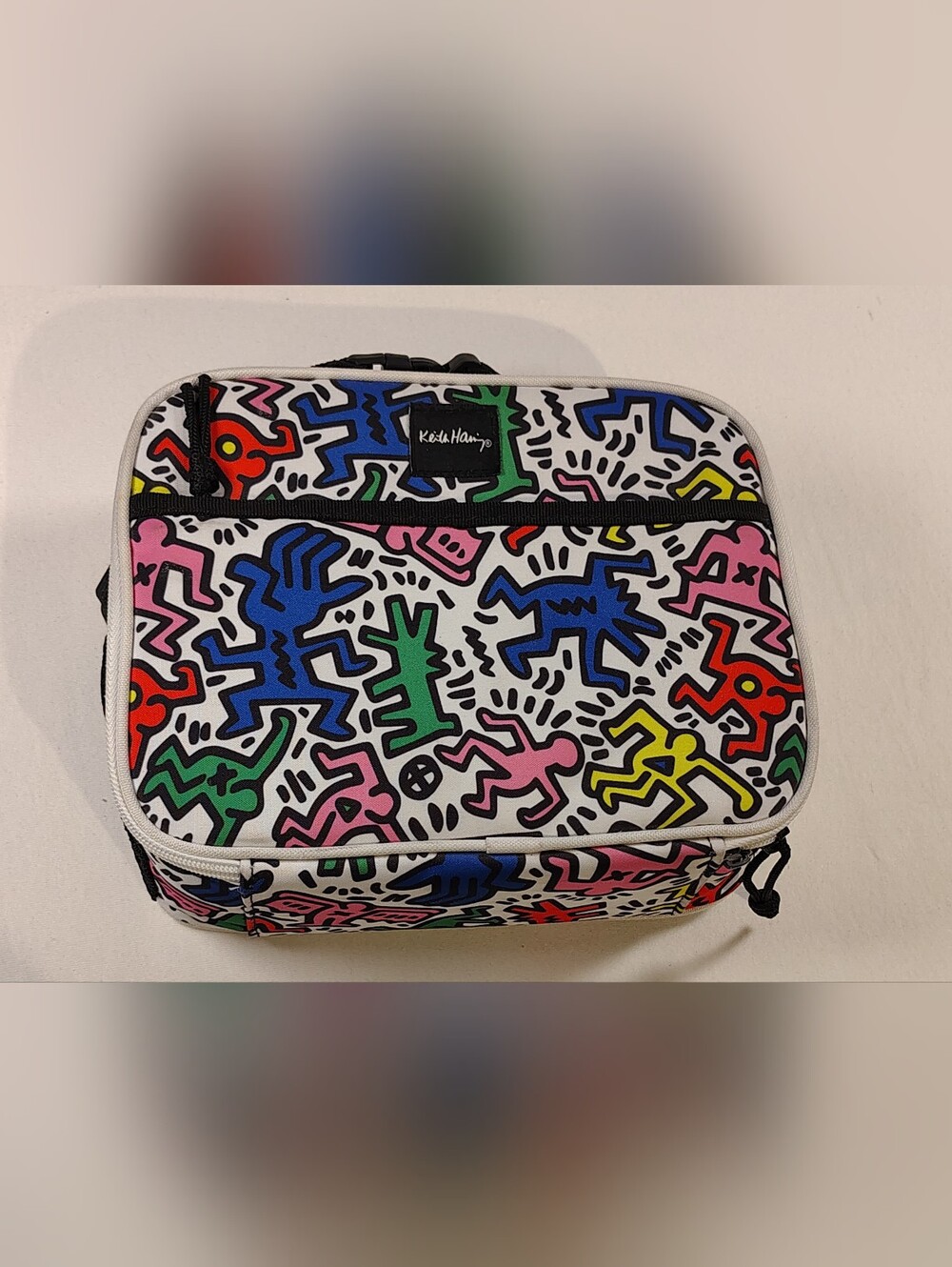 Keith Haring Colorful Pop Art Insolated Lunch Bag With Front Zipper - Multicolor